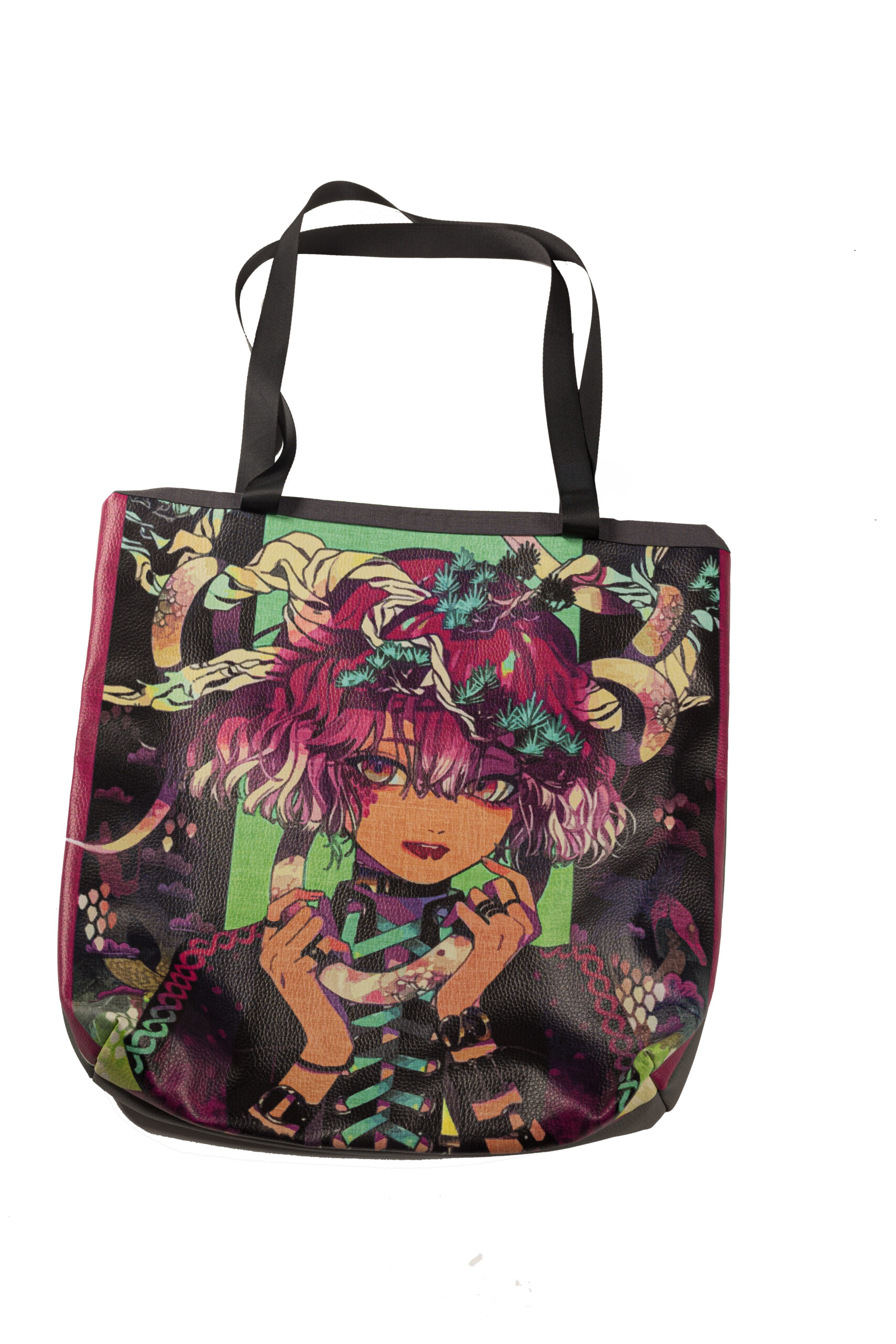 Grand sac femme cheveux rose similicuir