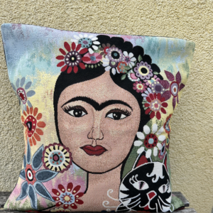 Fourre de coussin Frida Kahlo avec chat