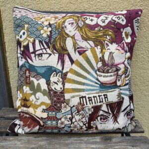 Fourre de coussin manga rose