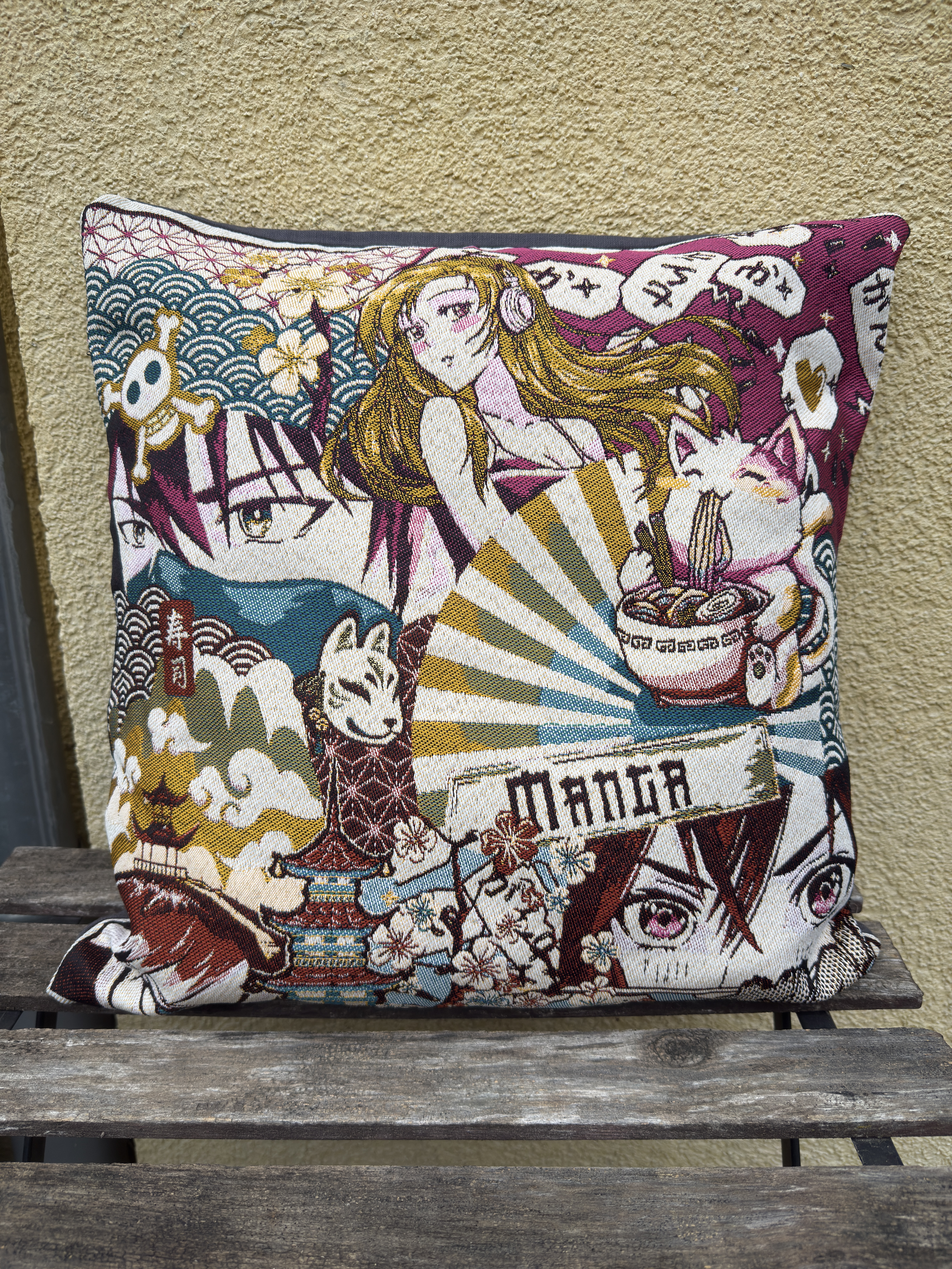 Fourre de coussin manga rose